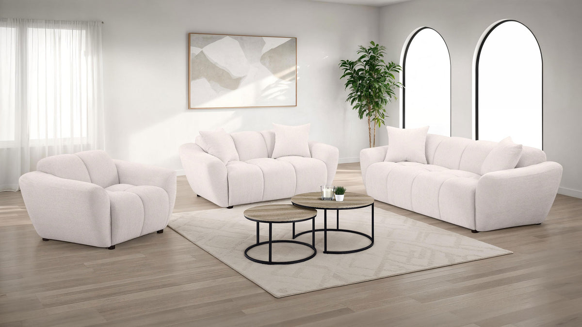 Destino Chenille Upholstered Splayed Arm Accent Chair Greige