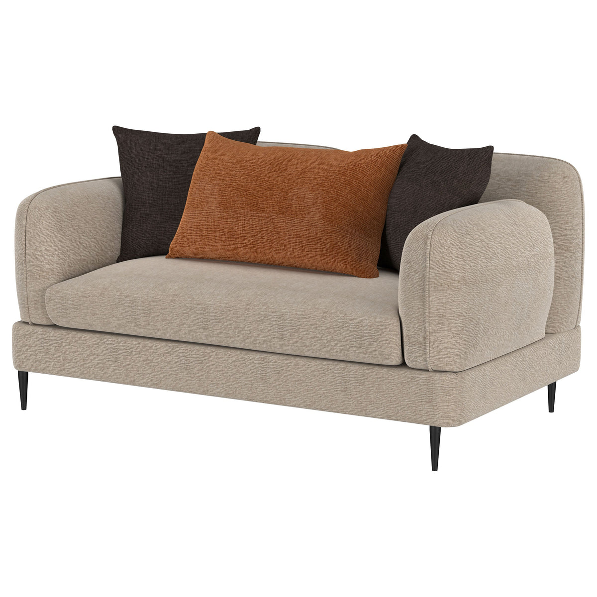 Jade Chenille Upholstered Sculpted Track Arm Loveseat
