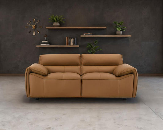 Buxton Top Grain Leather Upholstered Loveseat Orange