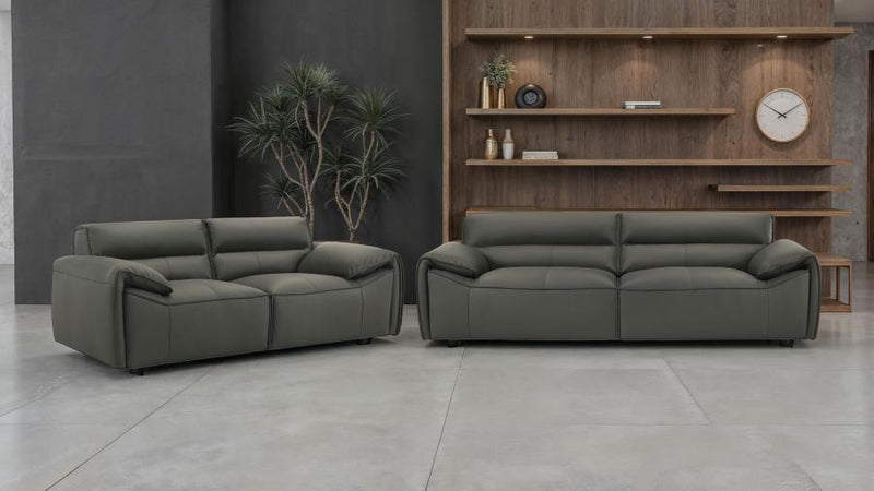 Buxton Leather Upholstered Sofa Set Graphite