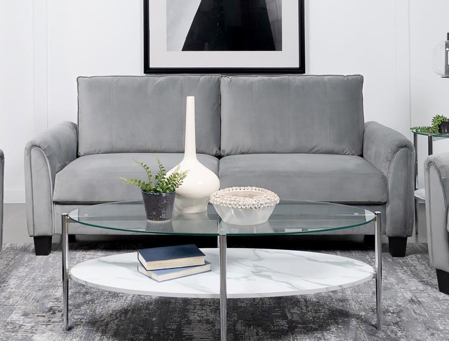 Davis Upholstered Rolled Arm Sofa Grey Default Title