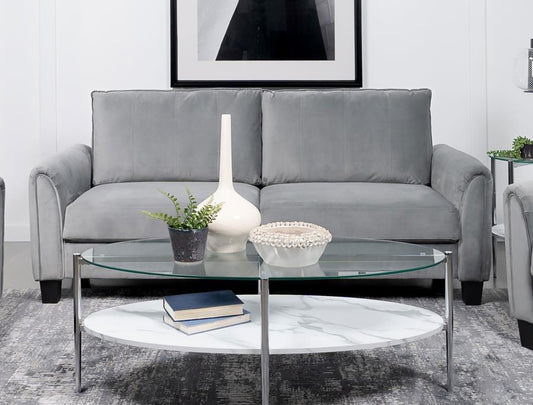 Davis Upholstered Rolled Arm Sofa Grey Default Title