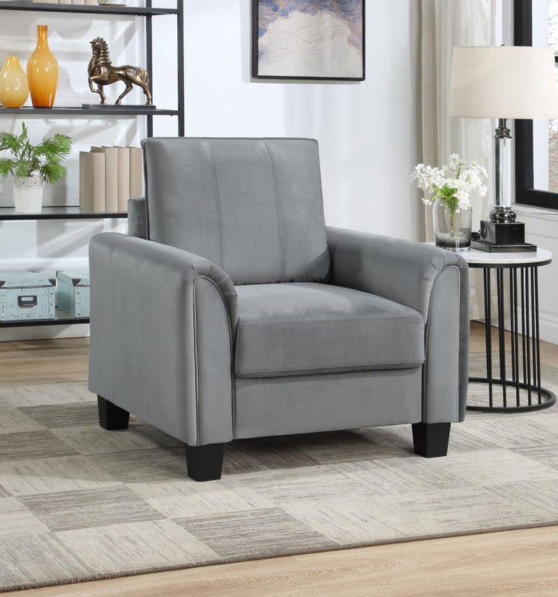 Davis Upholstered Rolled Arm Accent Chair Grey Default Title