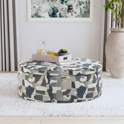 Tomkins Oval Upholstered Storage Ottoman Indigo Blue Default Title