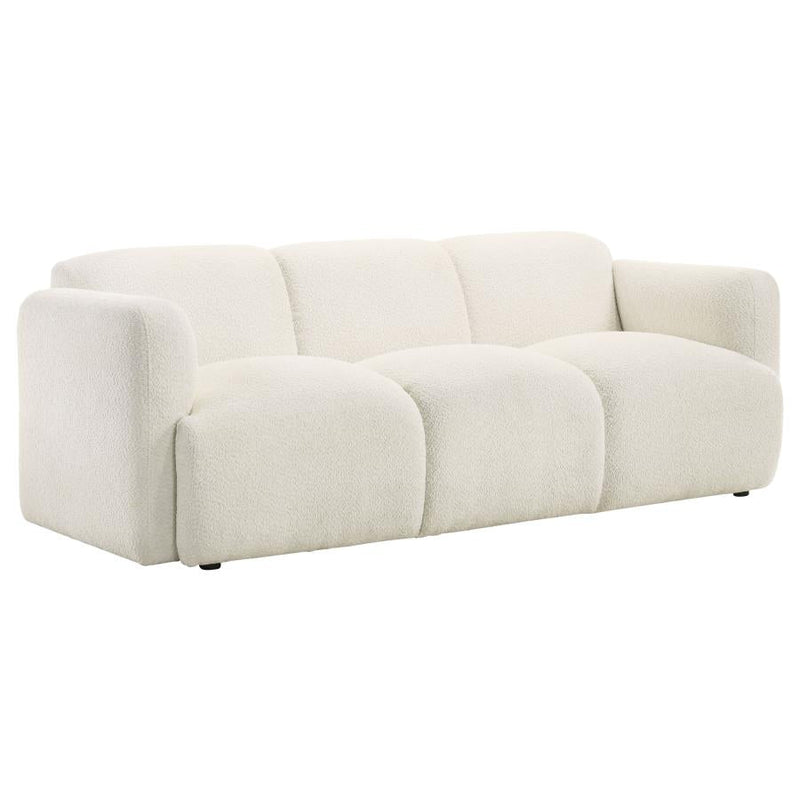 Dorset Upholstered Round Track Arm Sofa Set White 3-piece