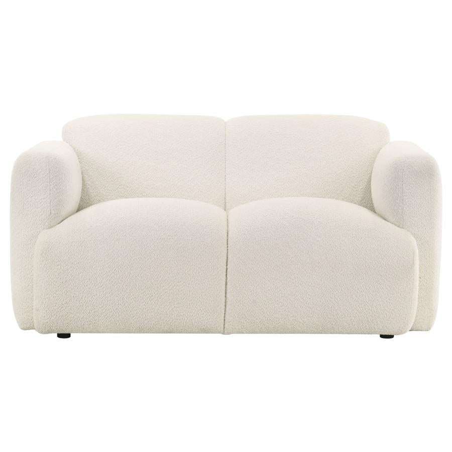 Dorset Fabric Upholstered Round Track Arm Loveseat White