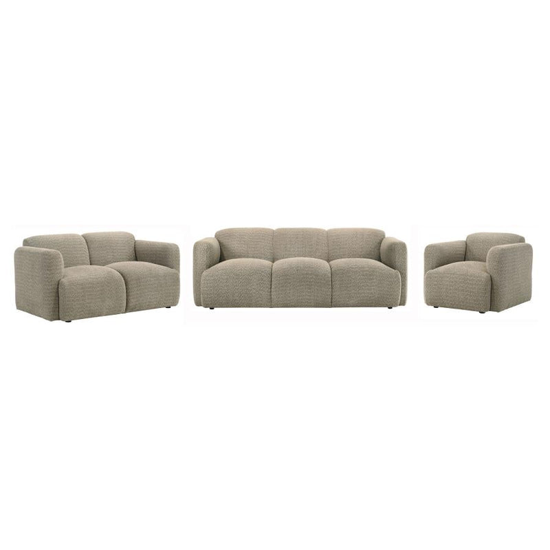 Dorset Upholstered Round Track Arm Sofa Set Brown 3-piece