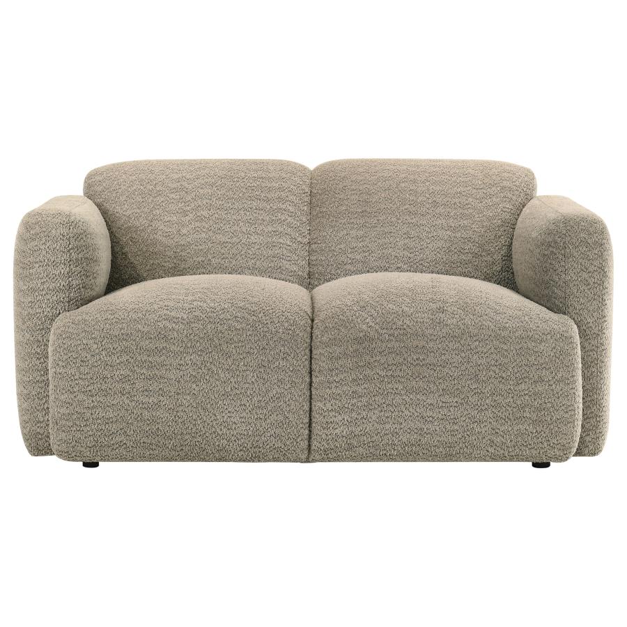 Dorset Fabric Upholstered Round Track Arm Loveseat Brown