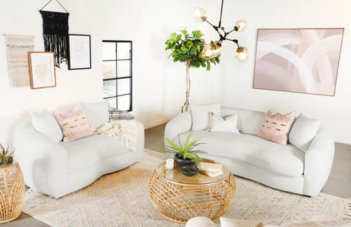 Isabella Faux Sheepskin Upholstered Sofa Set Natural 2-piece