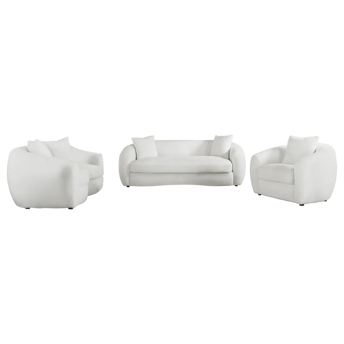 Isabella Faux Sheepskin Upholstered Sofa Set Natural