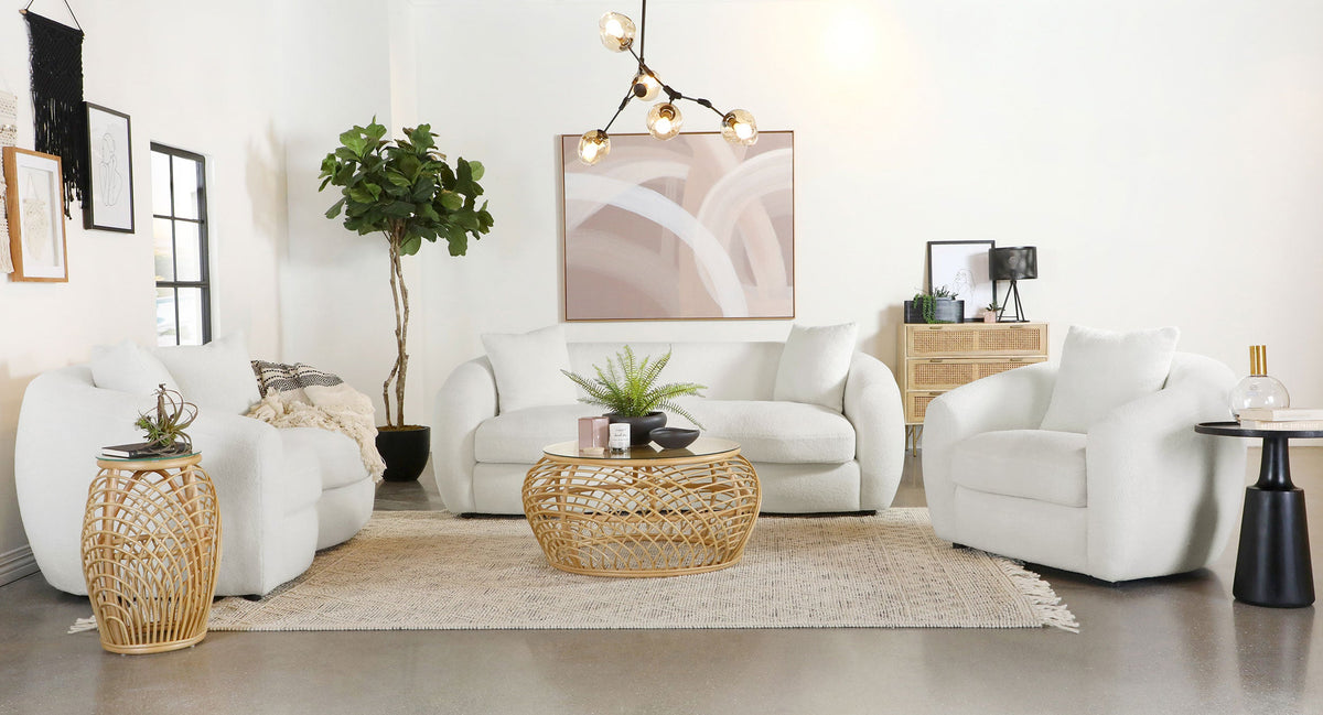 Isabella Faux Sheepskin Upholstered Sofa Set Natural
