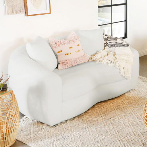 Isabella Faux Sheepskin Upholstered Loveseat Natural Default Title
