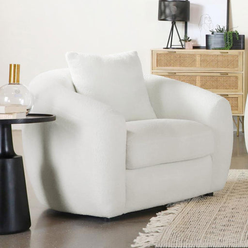 Isabella Faux Sheepskin Upholstered Accent Chair Natural Default Title