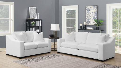 Ashlyn Upholstered Sloped Arm Sofa Set White 2-piece