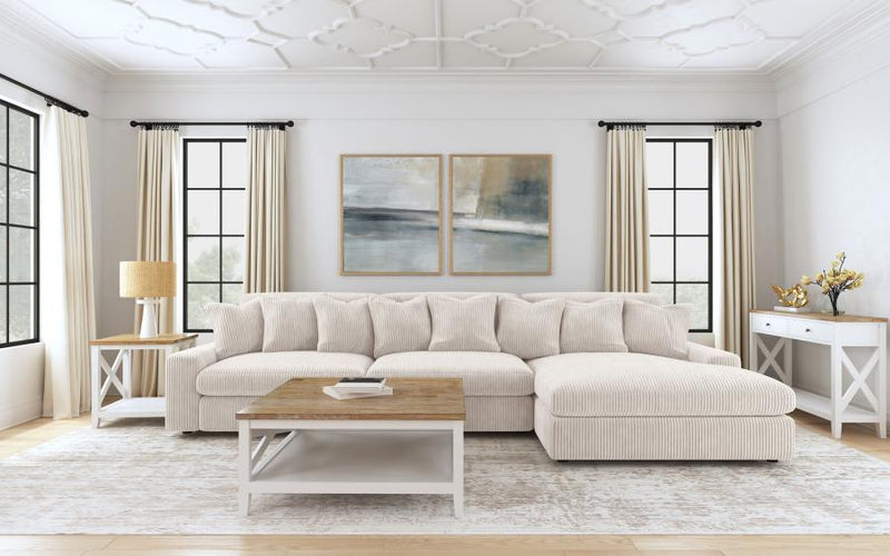 Blaine Upholstered Reversible Chaise Sectional Sofa Sand 1 LAF Loveseat 1 AC 1 RAF Chaise (3pc)