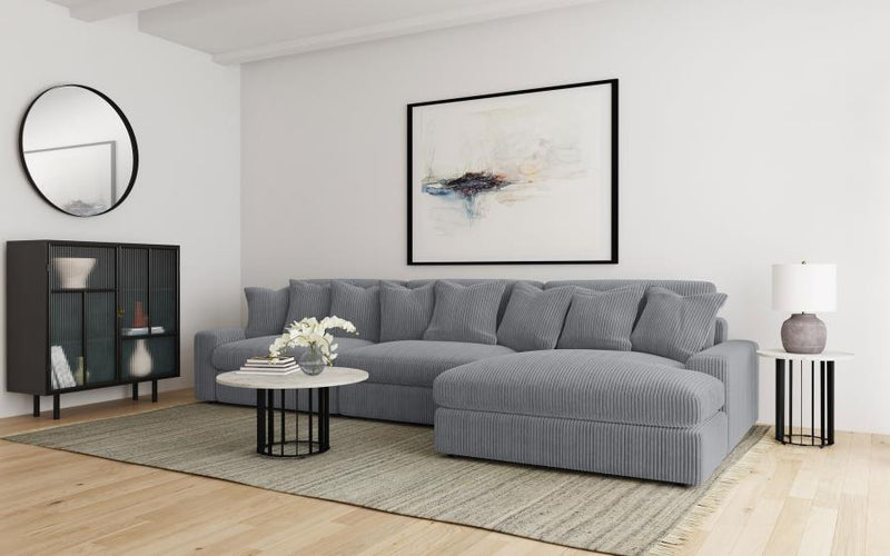 Blaine Upholstered Reversible Chaise Sectional Sofa Fog 1 LAF Loveseat 1 AC 1 RAF Chaise (3pc)