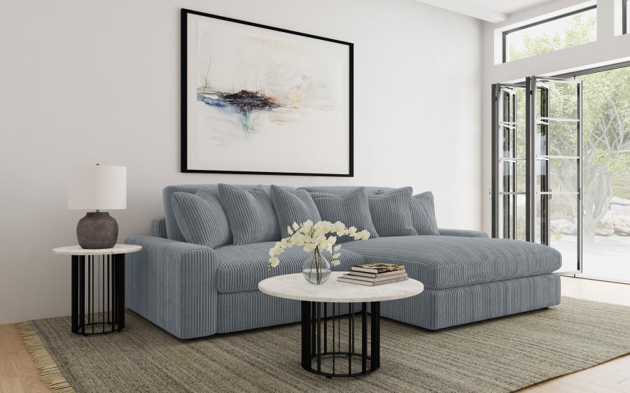 Blaine Upholstered Reversible Chaise Sectional Sofa Fog 1 LAF Loveseat 1 RAF Chaise (2pc)