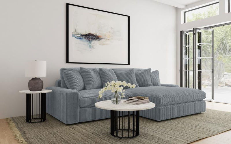 Blaine Upholstered Reversible Chaise Sectional Sofa Fog 1 LAF Loveseat 1 RAF Chaise (2pc)