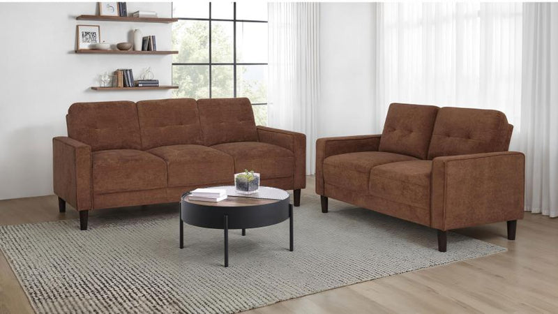 Bowen II Fabric Upholstered Track Arm Sofa Set Rust 2-piece