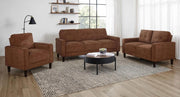 Bowen II Fabric Upholstered Track Arm Sofa Set Rust 3-piece