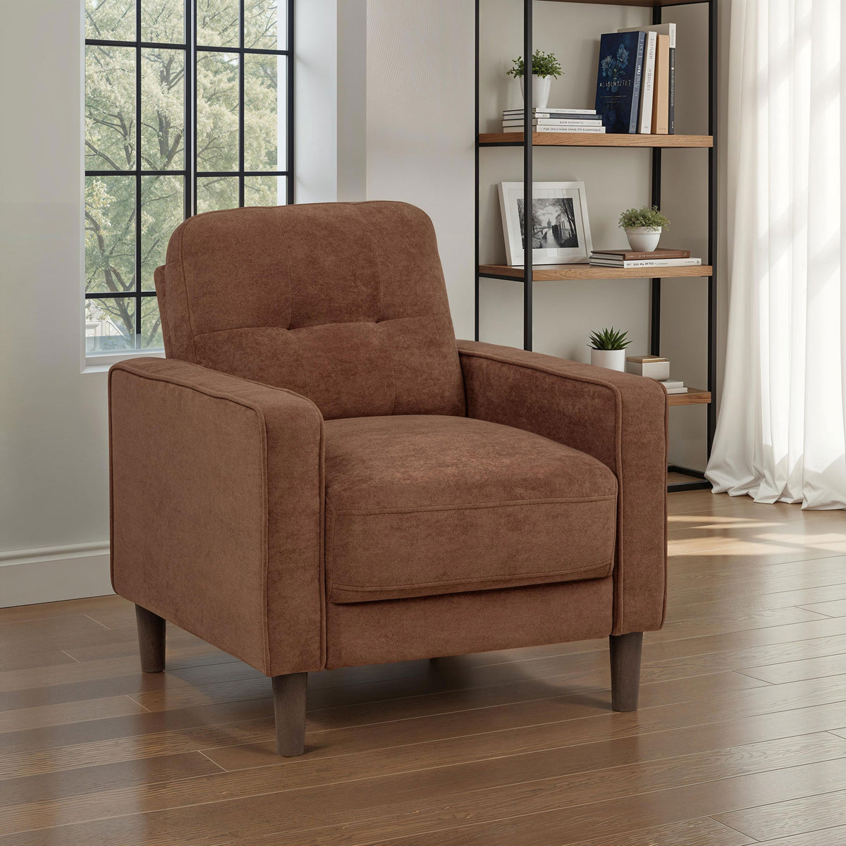 Bowen II Fabric Upholstered Track Arm Accent Chair