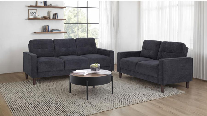 Bowen II Fabric Upholstered Track Arm Sofa Set Steel Grey 2-piece