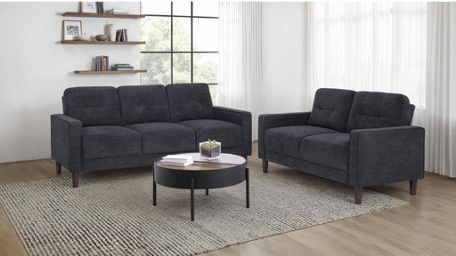 Bowen II Fabric Upholstered Track Arm Sofa Set Steel Grey 2-piece