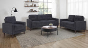 Bowen II Fabric Upholstered Track Arm Sofa Set Steel Grey 3-piece