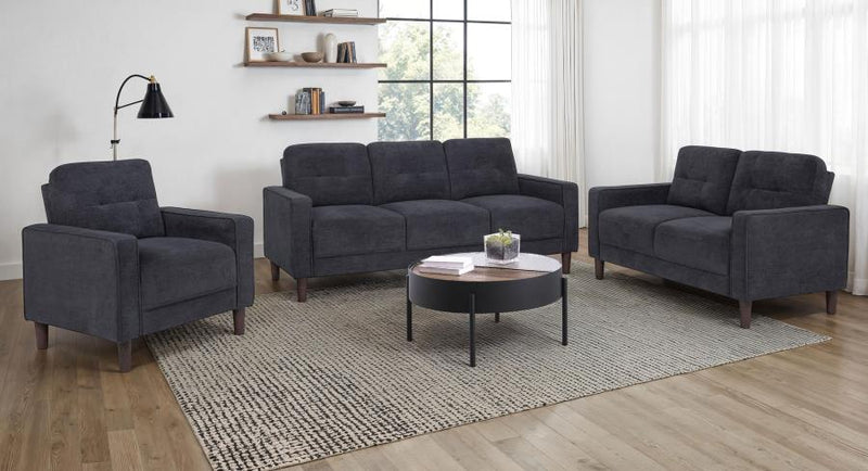 Bowen II Fabric Upholstered Track Arm Sofa Set Steel Grey 3-piece