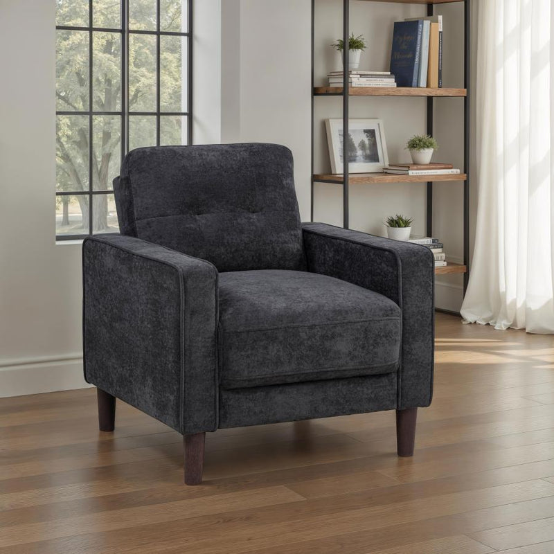 Bowen II Fabric Upholstered Track Arm Accent Chair Steel Grey
