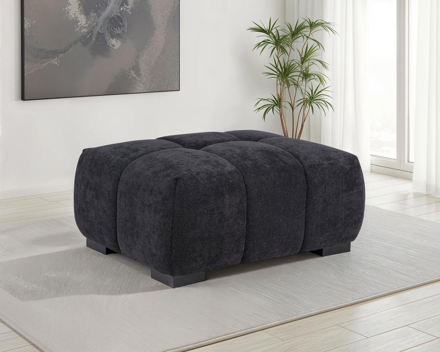 Octavia Upholstered Rectangular Ottoman Black