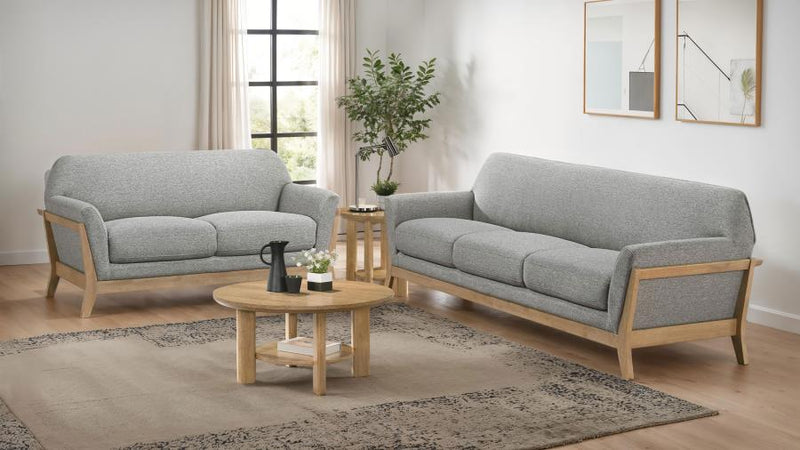 Vaughn Fabric Upholstered Flared Arm Sofa Set Grey 2-piece