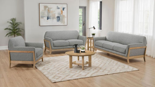Vaughn Fabric Upholstered Flared Arm Sofa Set Grey 3-piece