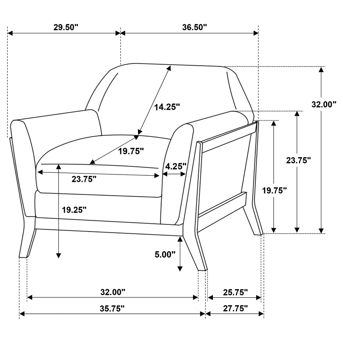 Vaughn Fabric Upholstered Flared Arm Accent Chair Grey
