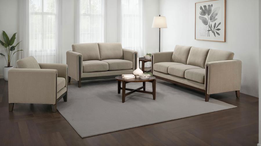 Islington Upholstered Panel Arm Sofa Set Taupe 3-piece