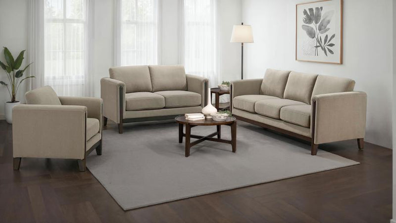 Islington Upholstered Panel Arm Sofa Set Taupe 3-piece