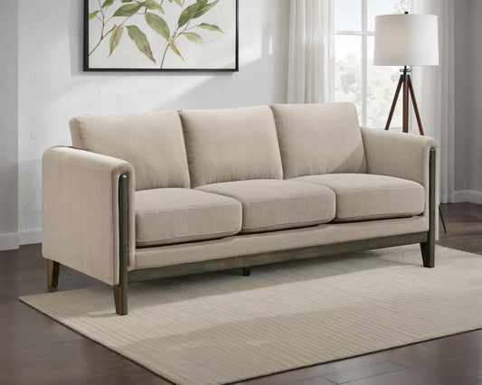 Islington Fabric Upholstered Panel Arm Sofa Taupe Default Title