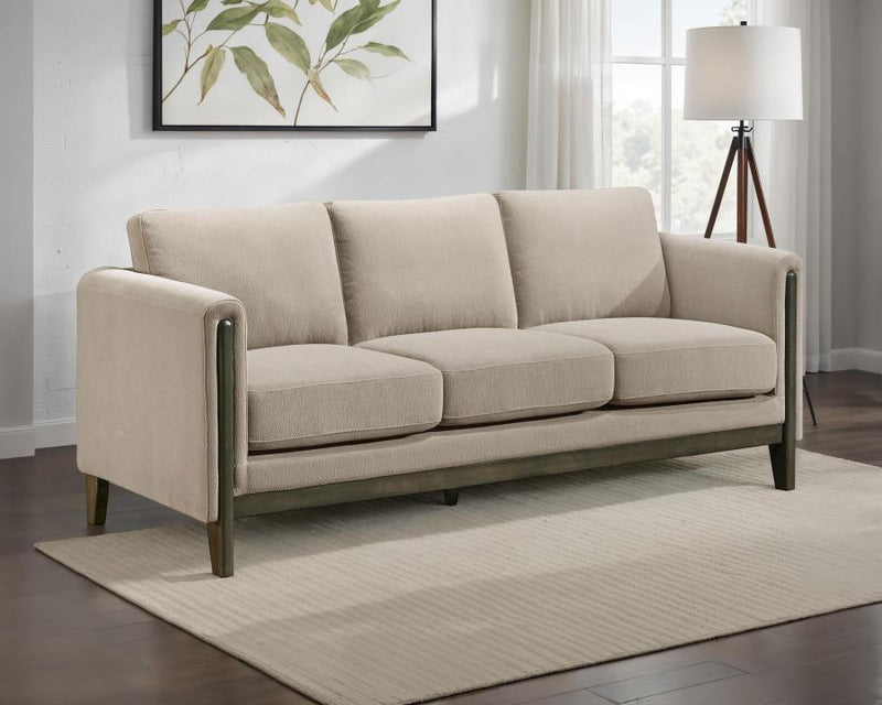 Islington Fabric Upholstered Panel Arm Sofa Taupe Default Title