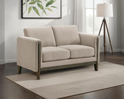 Islington Fabric Upholstered Panel Arm Loveseat Taupe Default Title