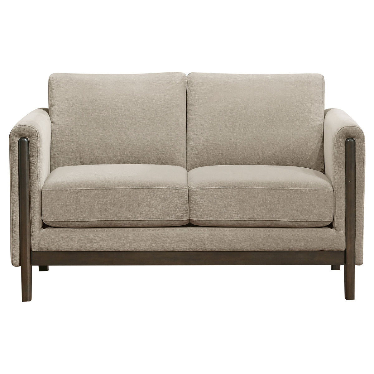Islington Fabric Upholstered Panel Arm Loveseat Taupe