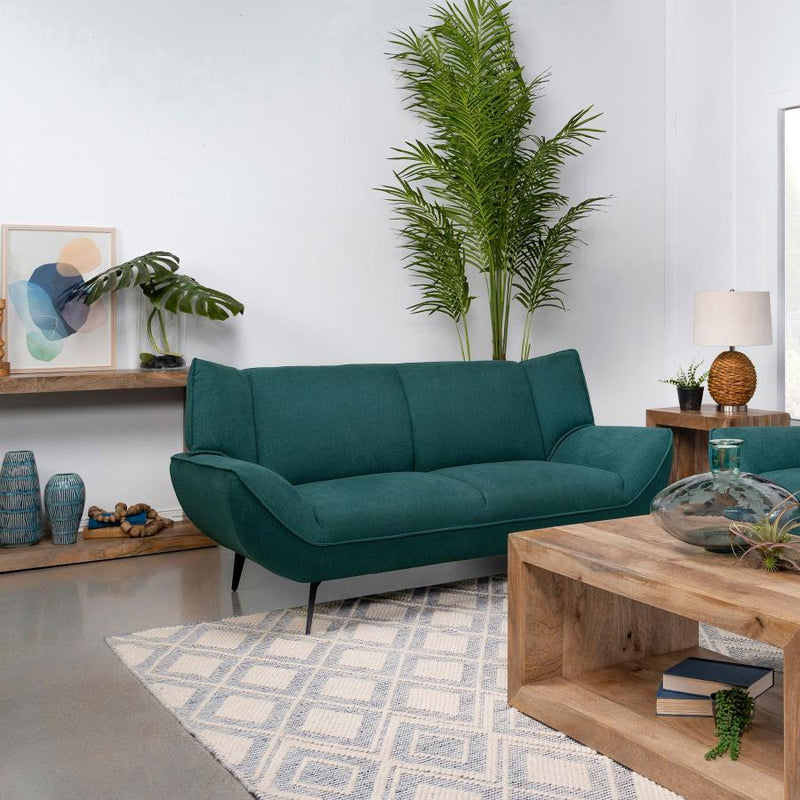 Acton Upholstered Flared Arm Loveseat Teal Blue Default Title
