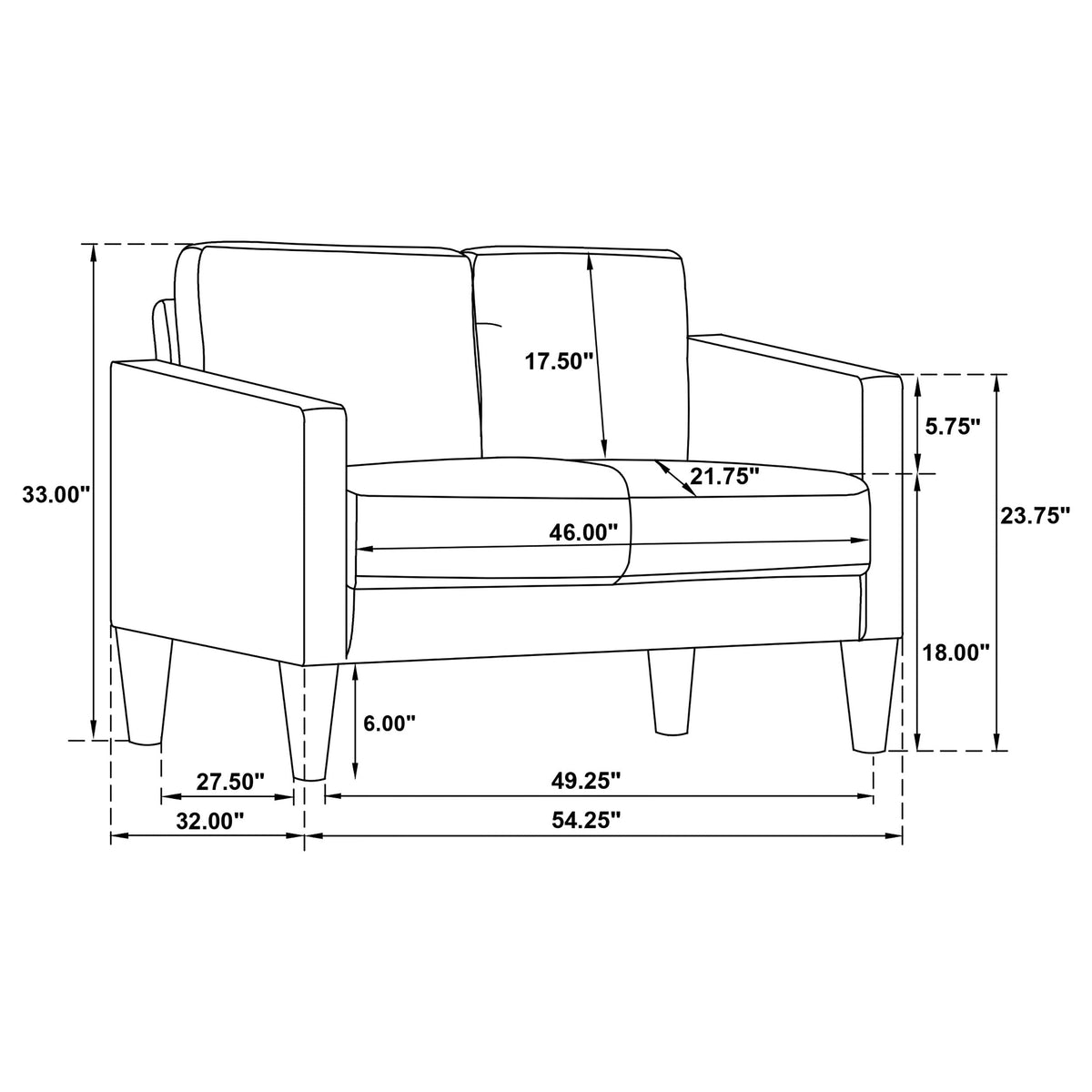 Ruth Upholstered Track Arm Loveseat