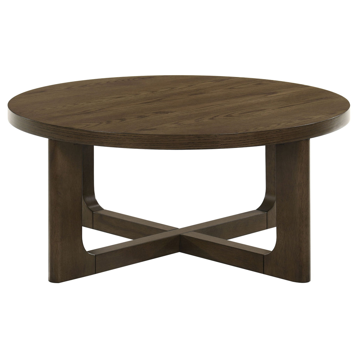 Kessler Round Sculptural Wood Coffee Table Brown