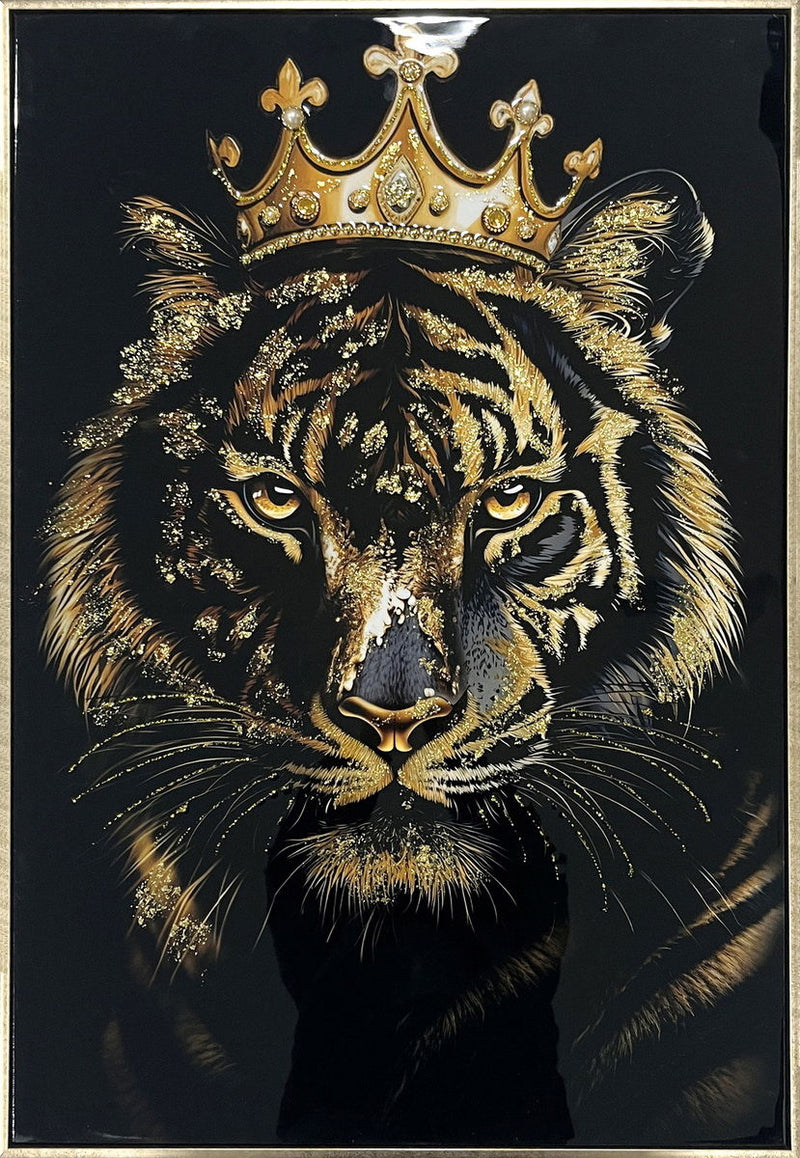 Crowned Noir II Gloss Canvas With Glitter In Frame - Black / Gold