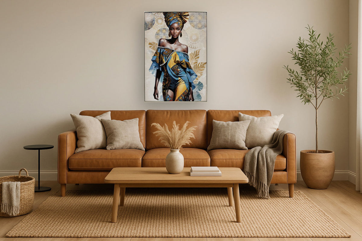 Regal Azure Radiance - 28" x 40" Framed Wall Art - Blue