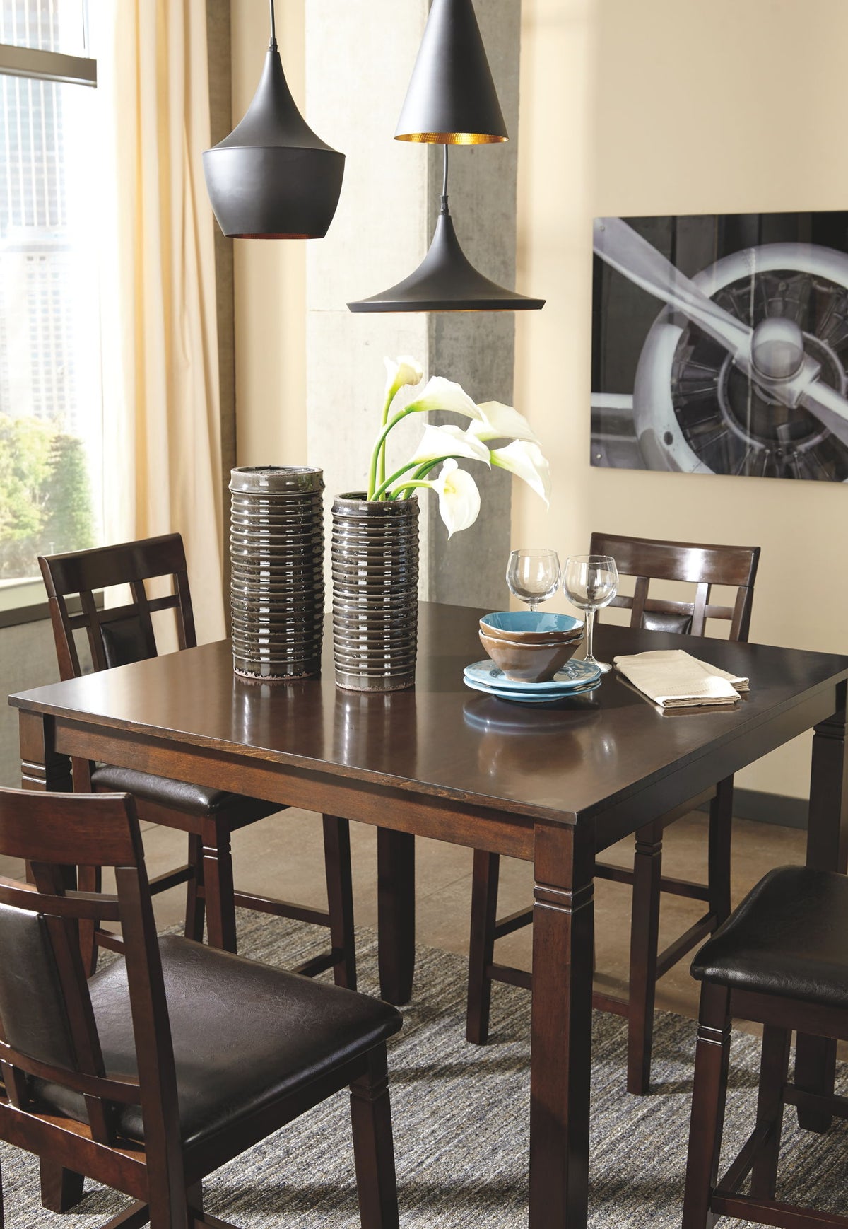 Bennox - DRM Counter Table Set (Set of 5) - Brown