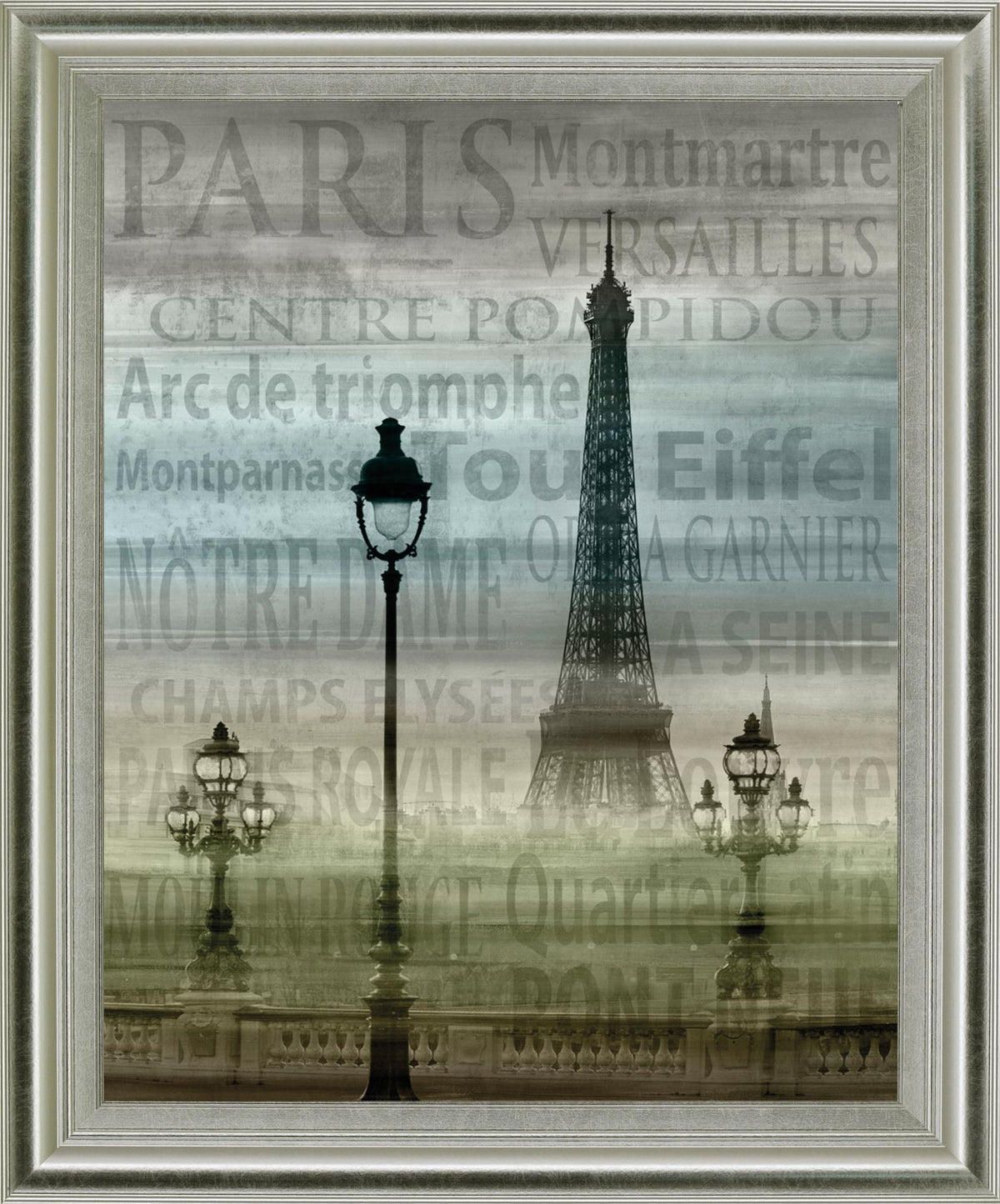 Foggy Paris Vista - 28" x 34" Framed Wall Art - Gray