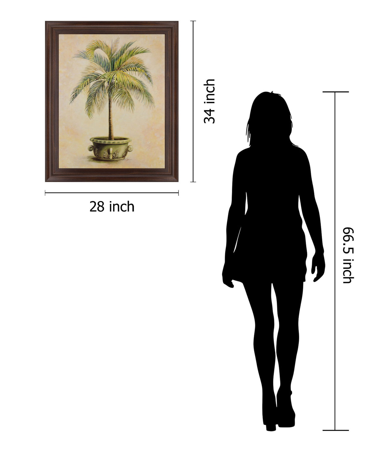 Verdant Palm Bliss - 28" x 34" Framed Wall Art - Beige