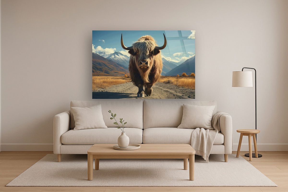 Golden Highland Stance - 40" x 60" Framed Wall Art - Light Brown