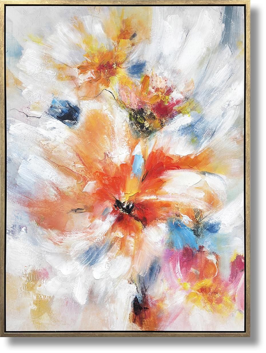 Radiant Petal Dance - 35" x 47" Framed Wall Art - Orange